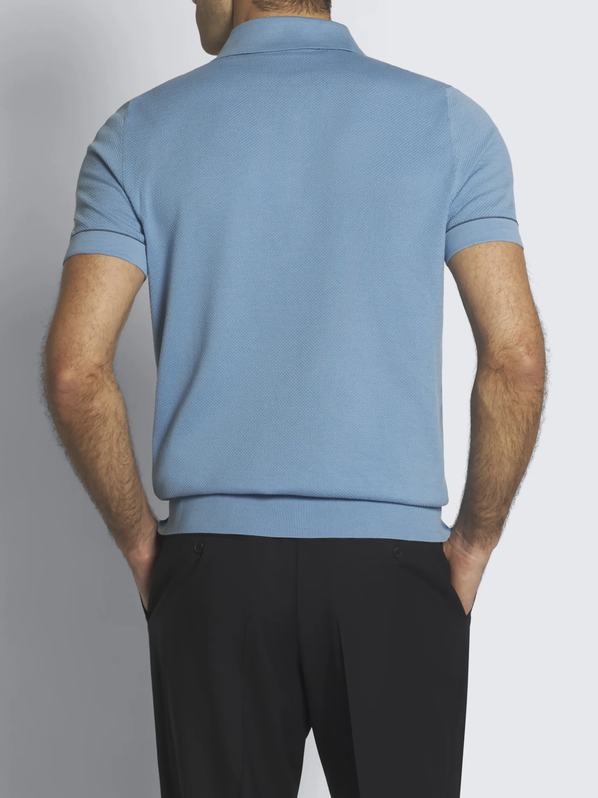 Sky blue Sea Island piqué cotton polo