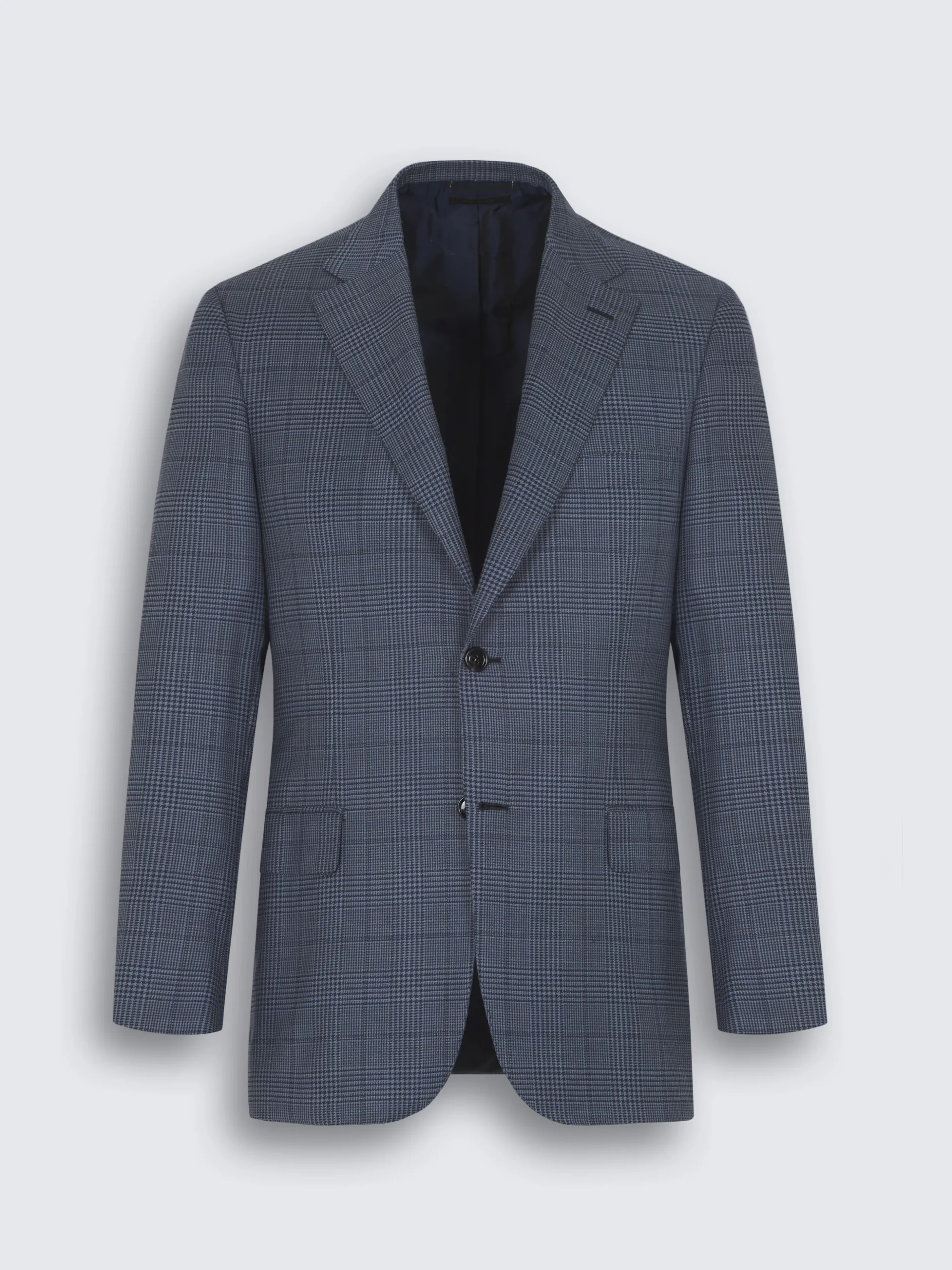 Steel blue glen plaid wool Ravello jacket