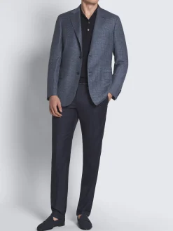 Steel blue glen plaid wool Ravello jacket