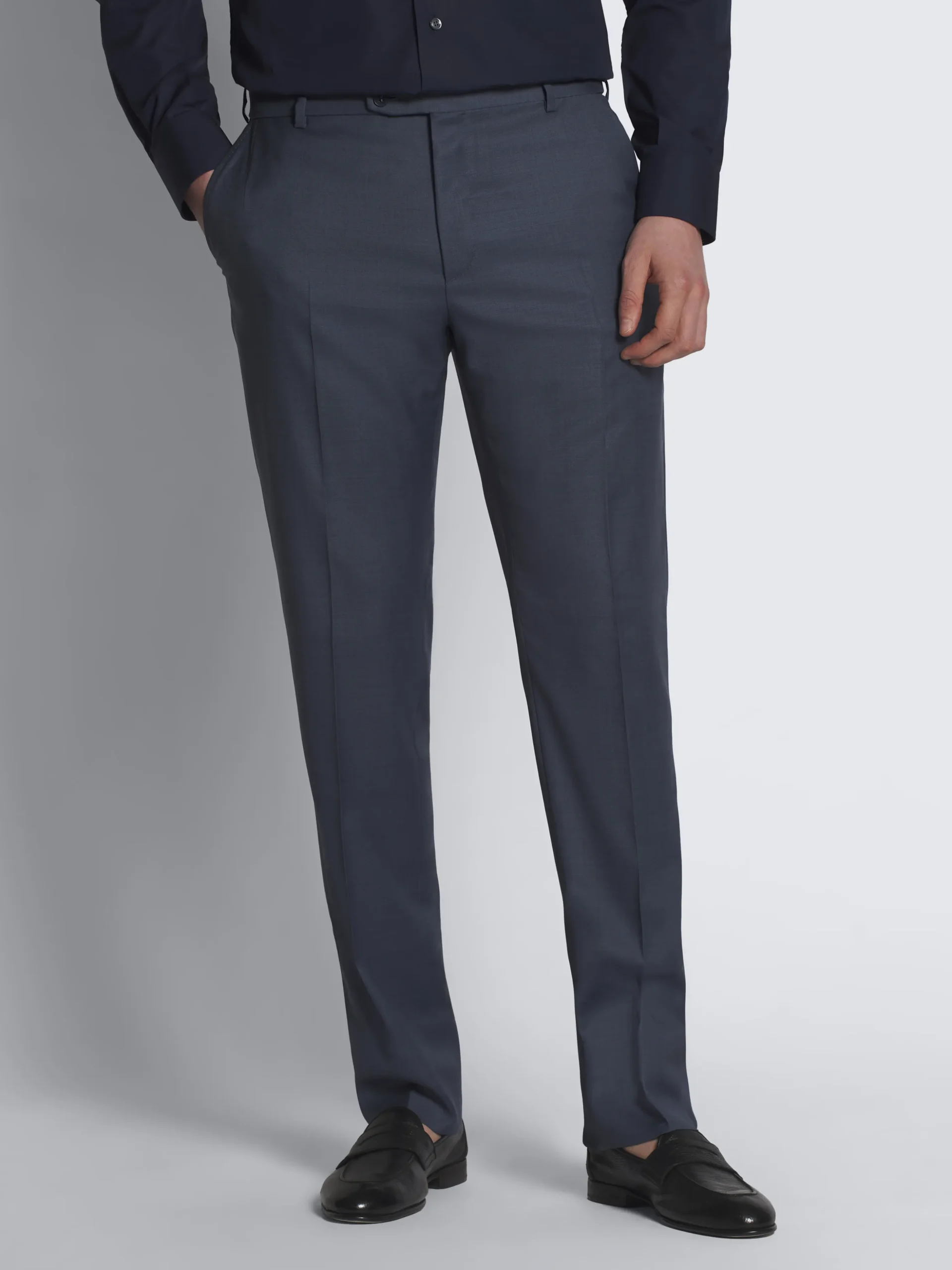 Steel blue Super 130's wool sharkskin Journey trousers