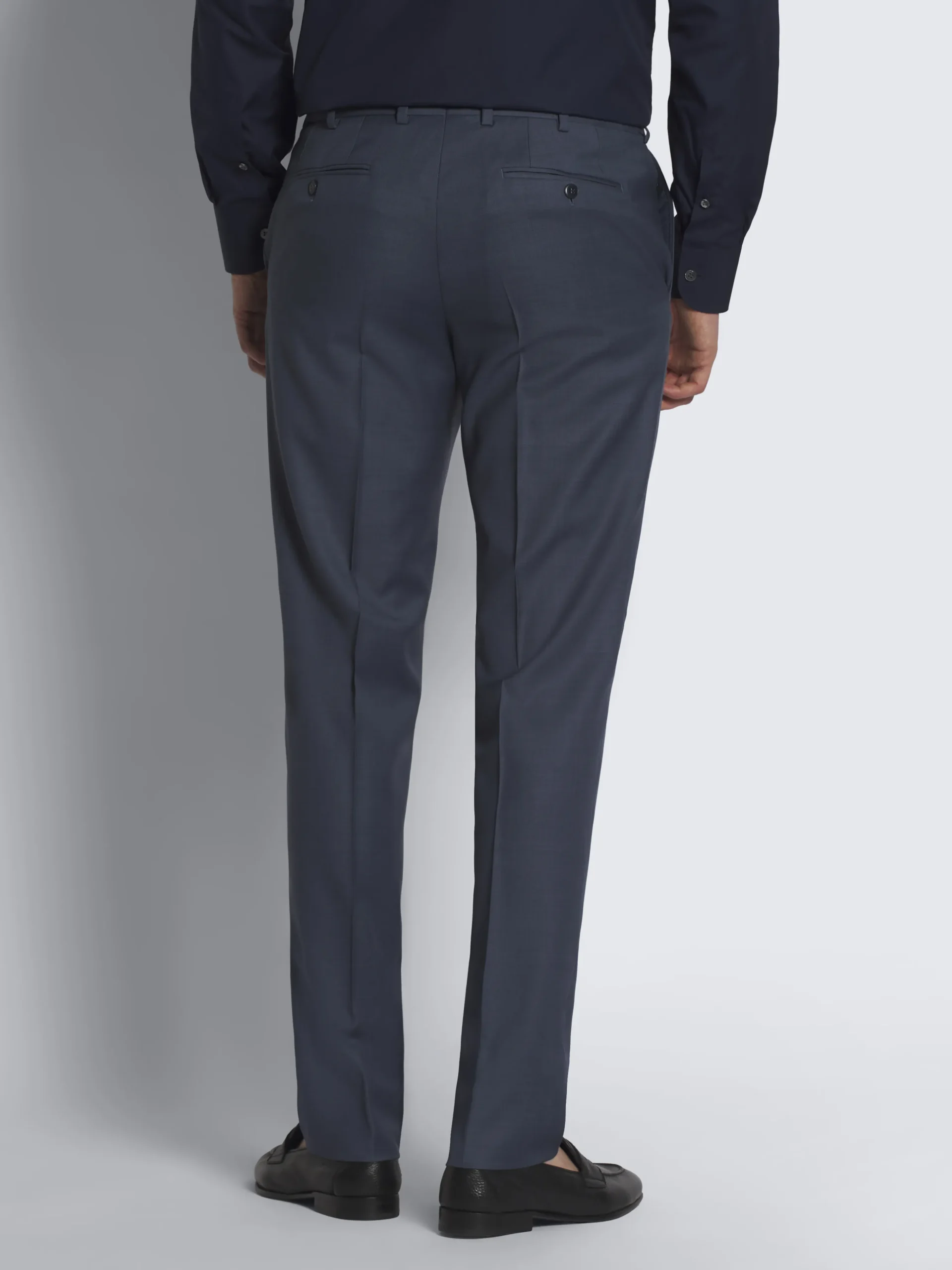 Steel blue Super 130's wool sharkskin Journey trousers