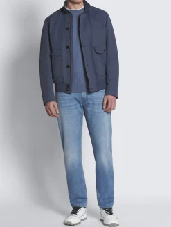 Steel blue technical linen 75 blouson