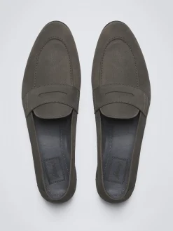Taupe nubuck Appia penny loafers