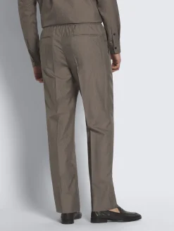 Taupe silk seersucker Asolo trousers