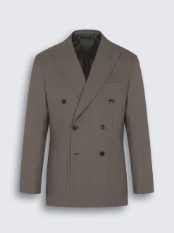 Taupe silk seersucker Asolo trousers