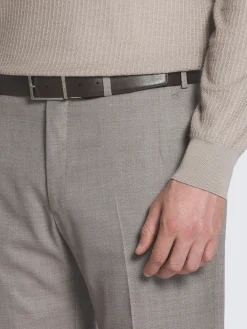 Taupe Super 130's wool sharkskin Tigullio trousers