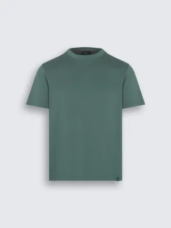 Teal green gassed organic cotton T-shirt