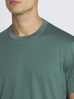Teal green gassed organic cotton T-shirt