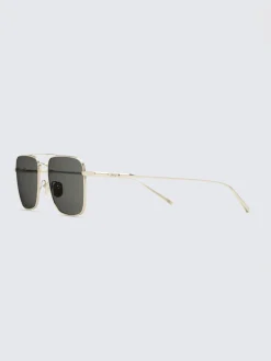 Titanium gold and grey double bridge sunglasses