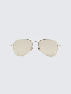 Titanium gold and grey pilot shape sunglasses