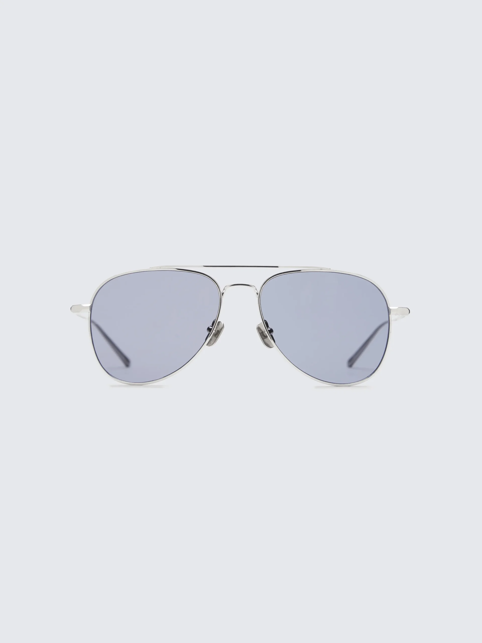 Titanium silver and light grey double bridge sunglasses
