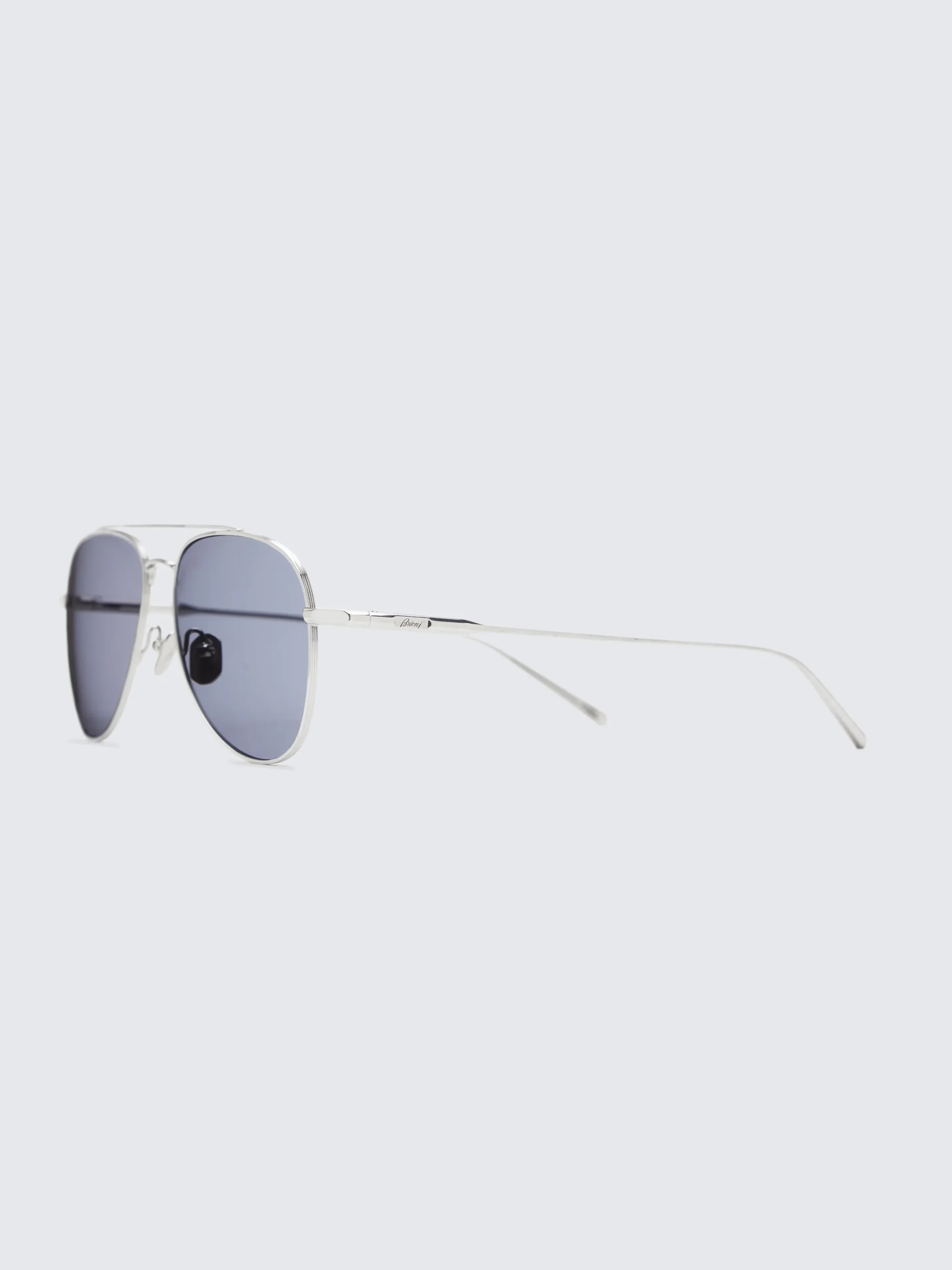 Titanium silver and light grey double bridge sunglasses