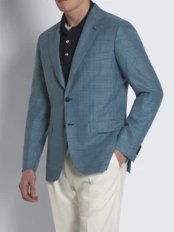 Turquoise checked wool Plume jacket