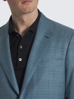 Turquoise checked wool Plume jacket