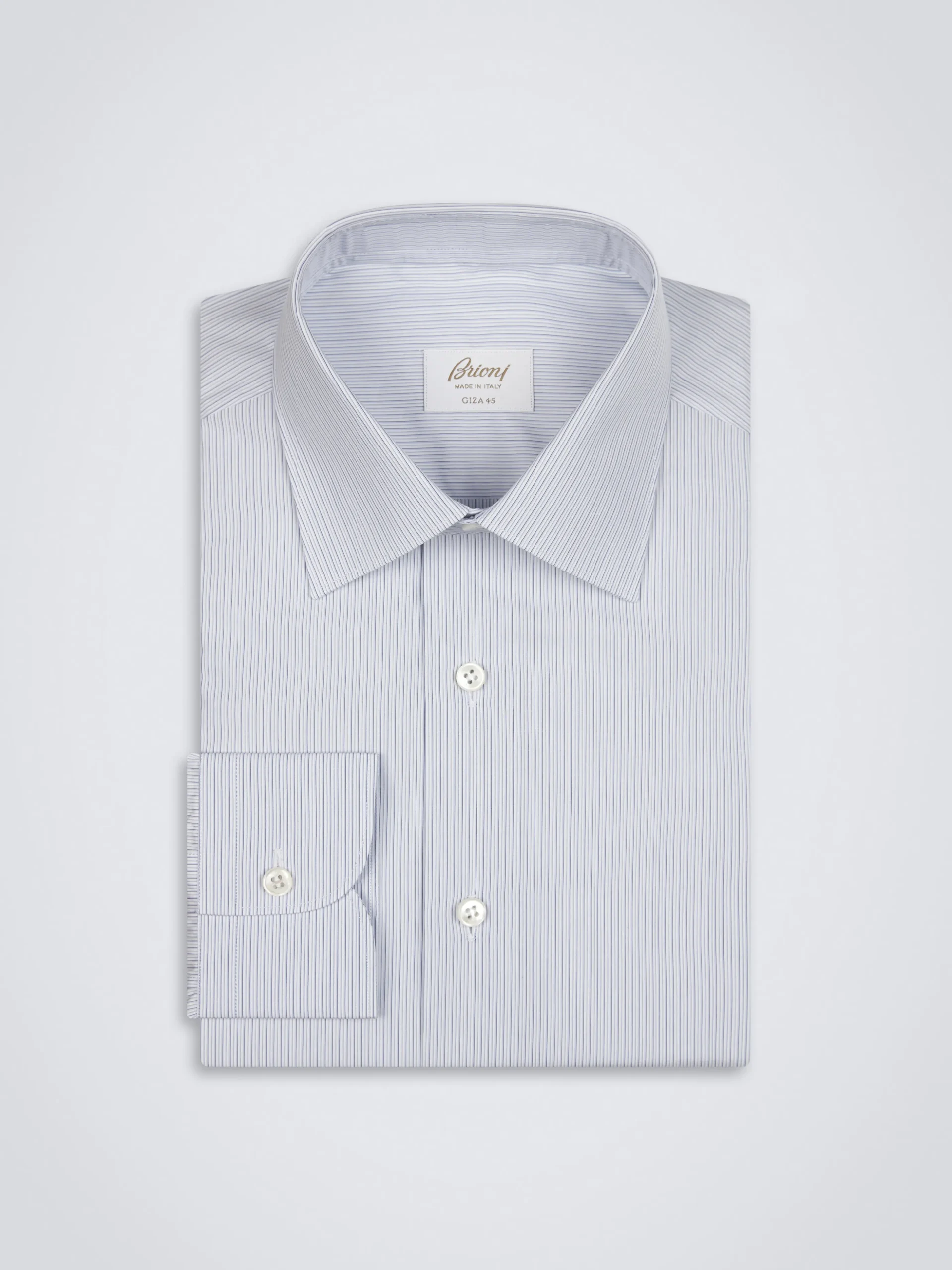 White and blue striped Giza 45 cotton formal shirt