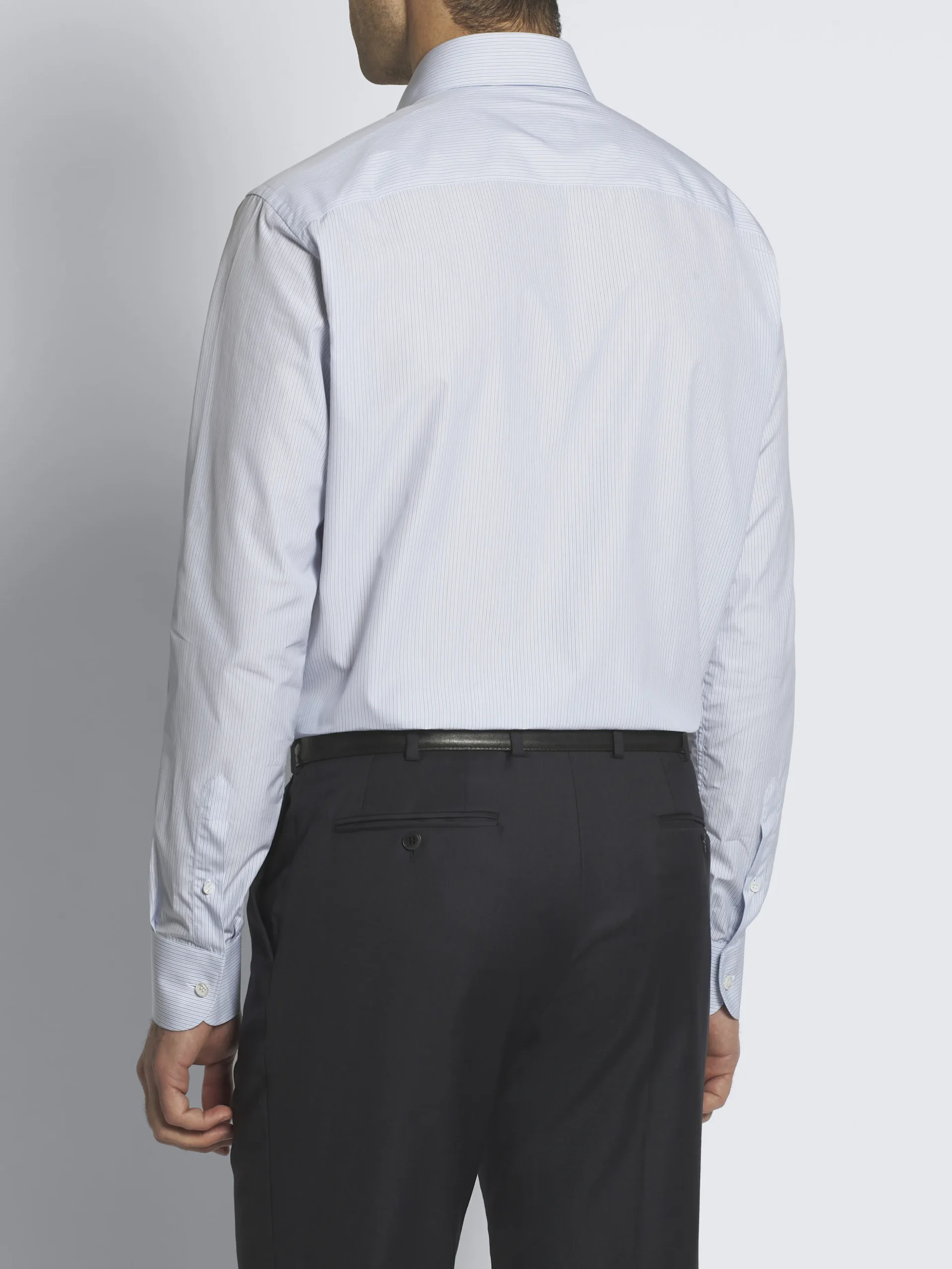 White and blue striped Giza 45 cotton formal shirt