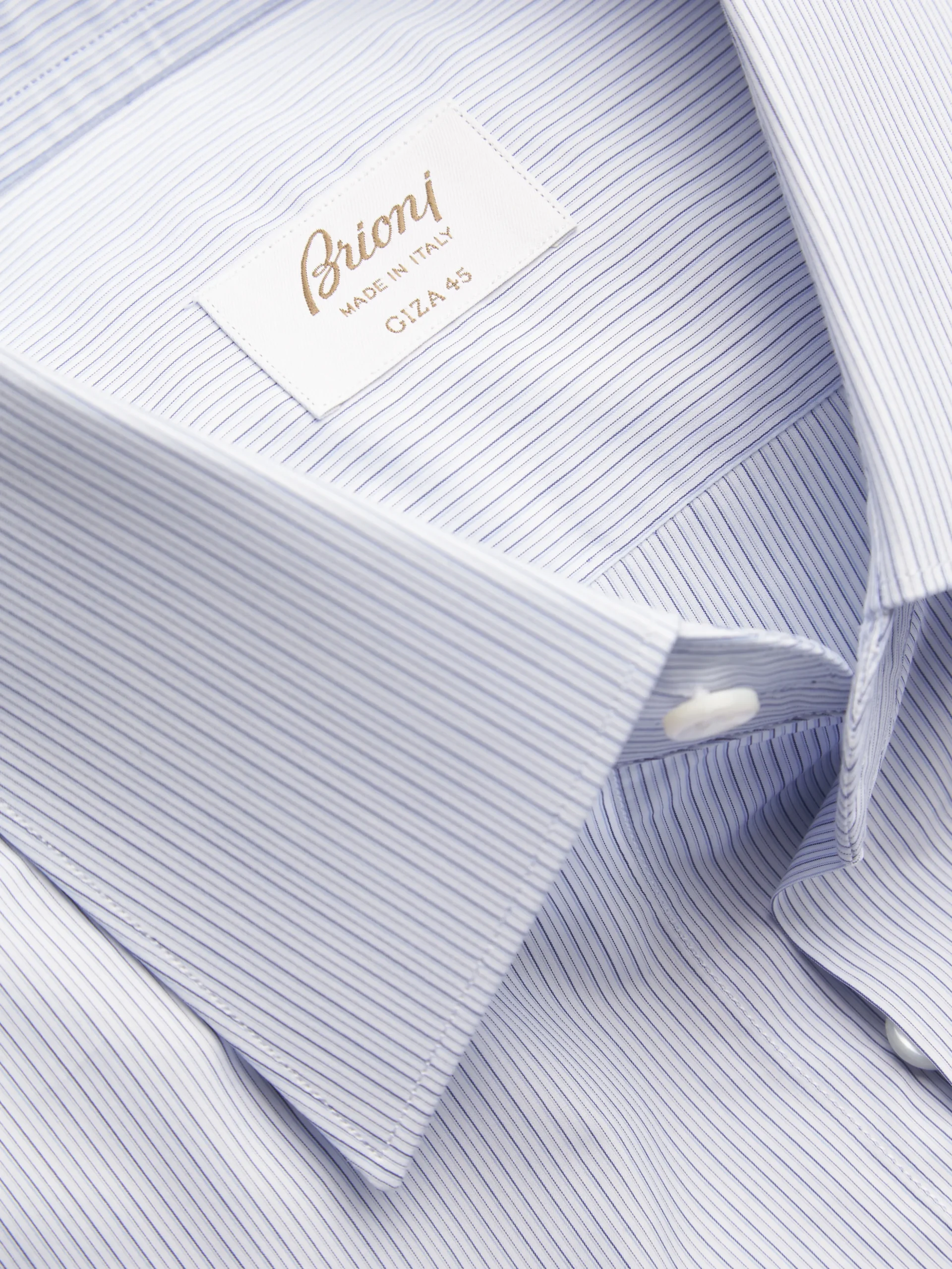 White and blue striped Giza 45 cotton formal shirt