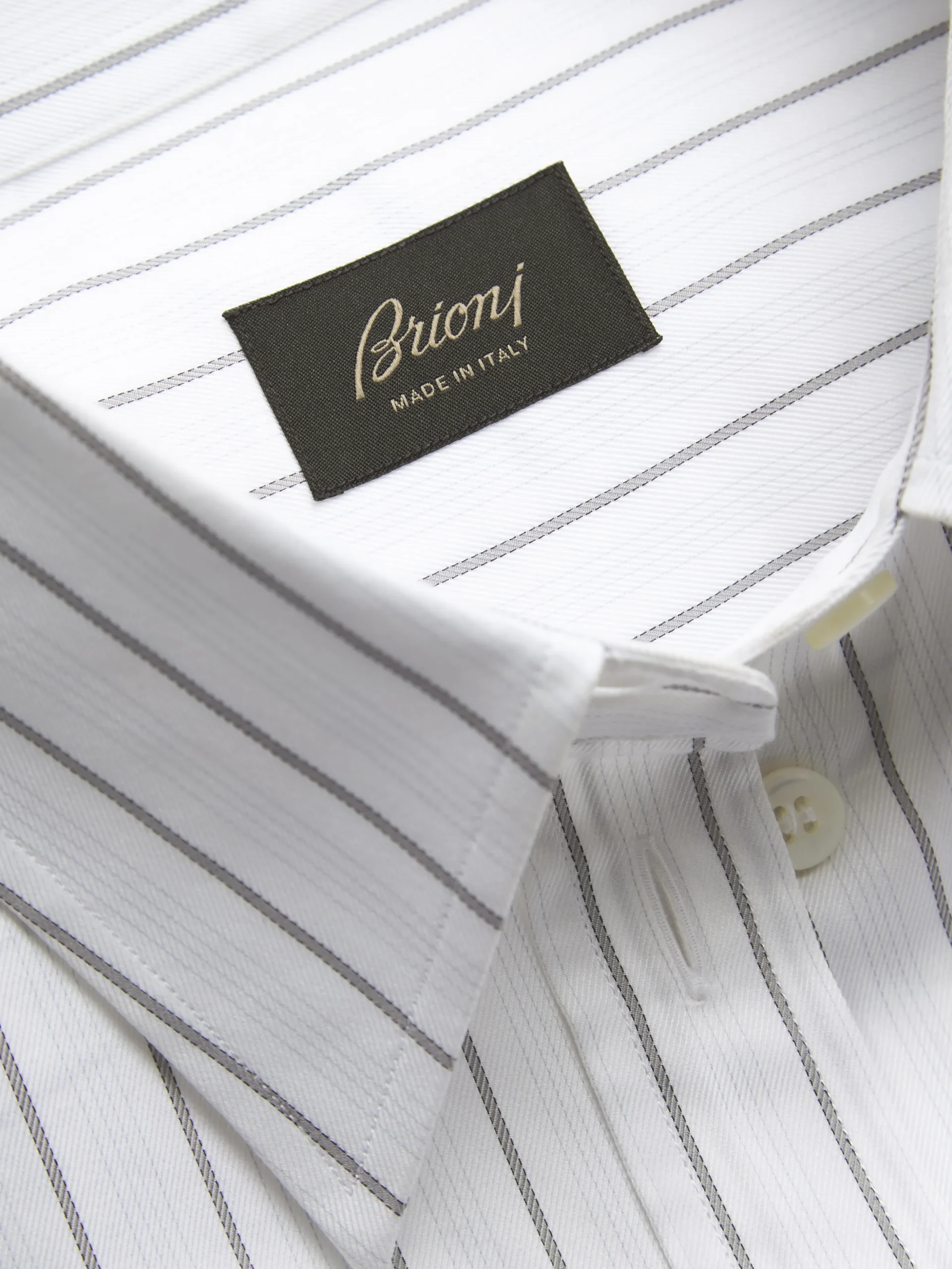 White and lead grey striped cotton twill shirt