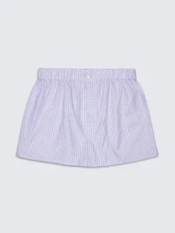 White and lilac checked Giza 45 cotton boxer shorts
