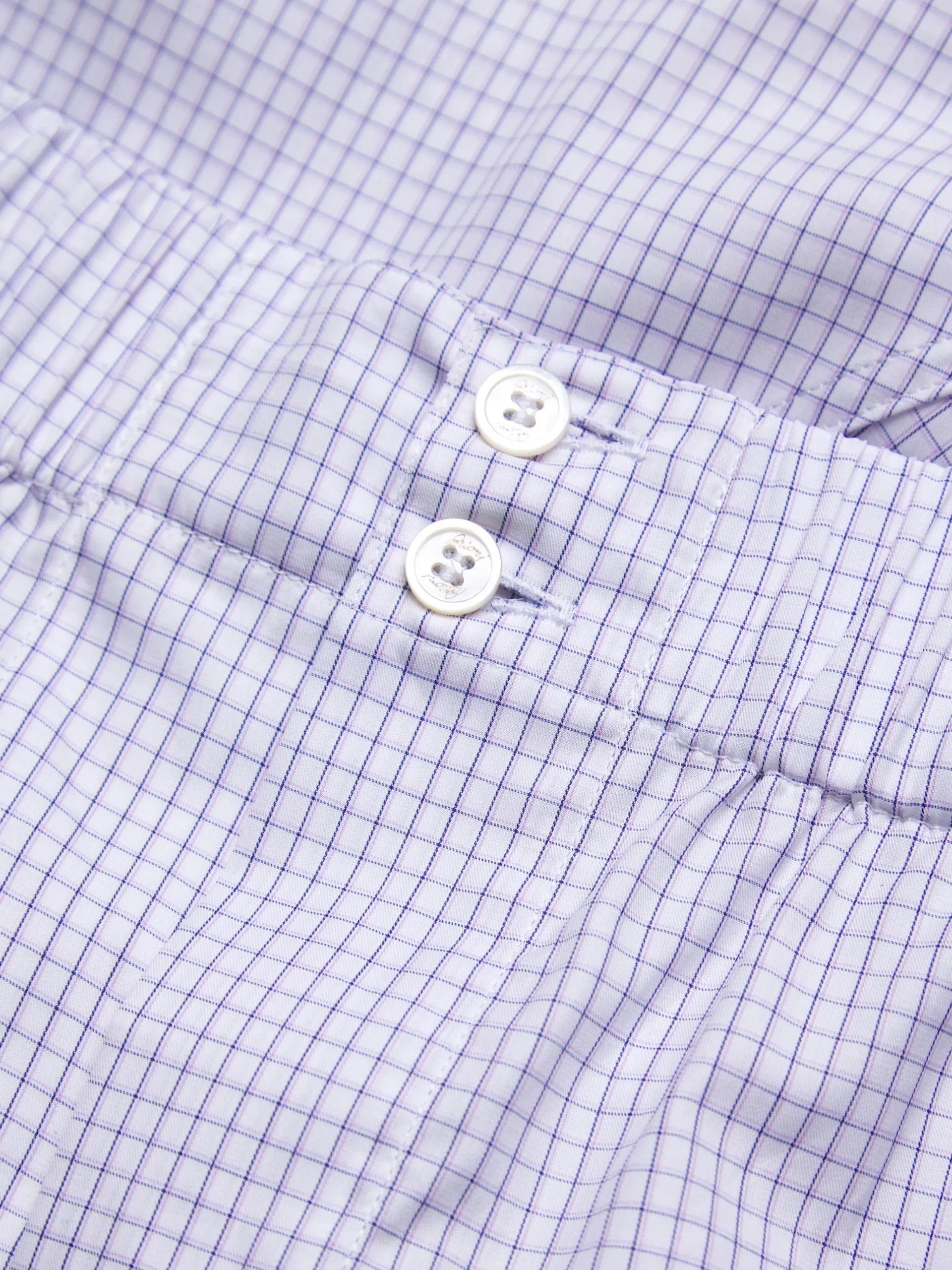 White and lilac checked Giza 45 cotton boxer shorts