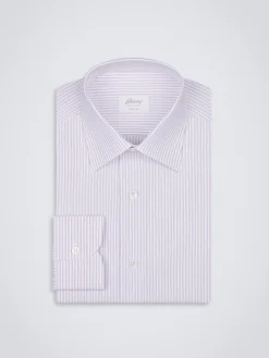 White and lilac cotton formal shirt