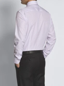 White and lilac cotton formal shirt