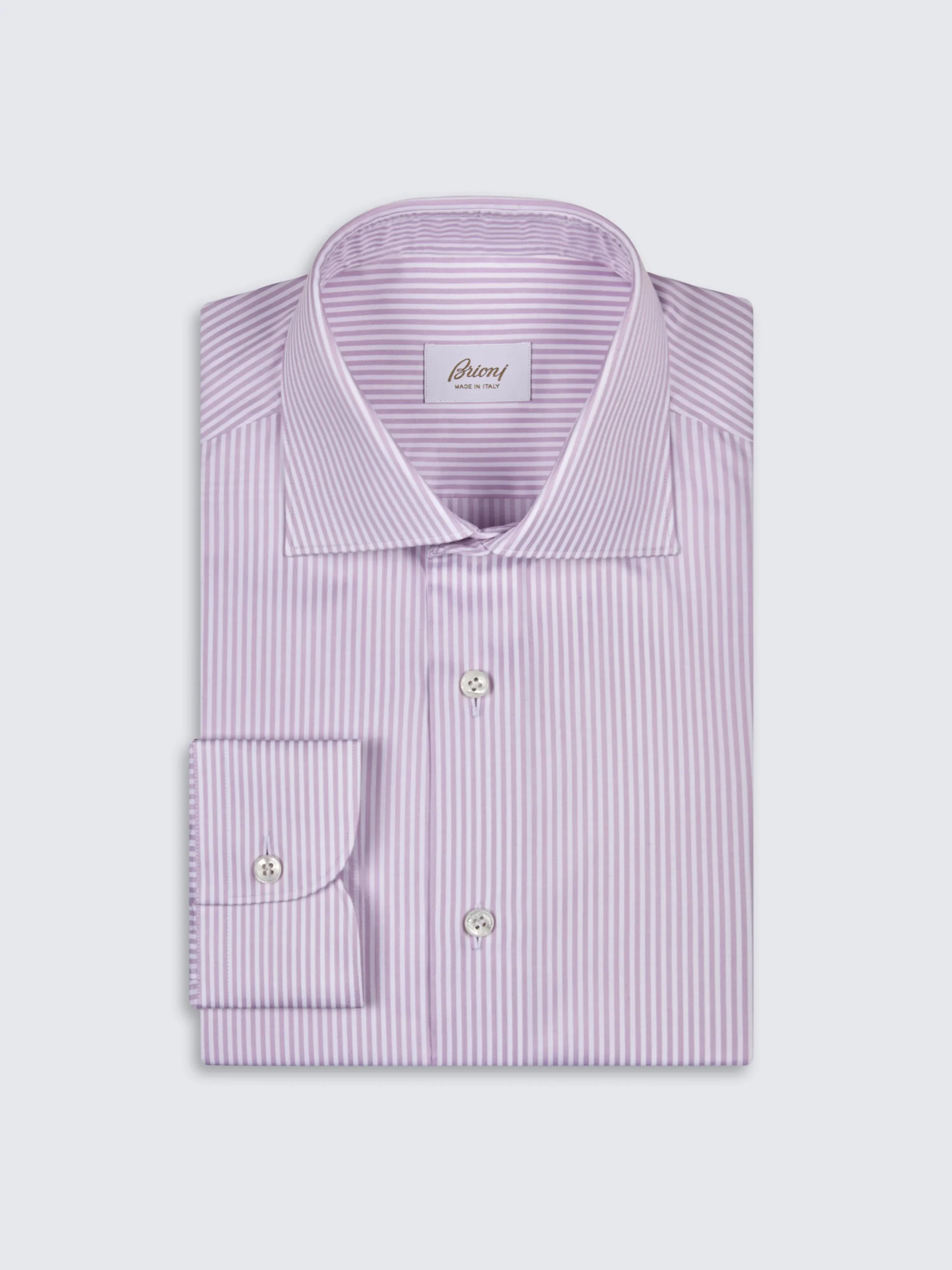 White and pink striped organic cotton formal shirt
