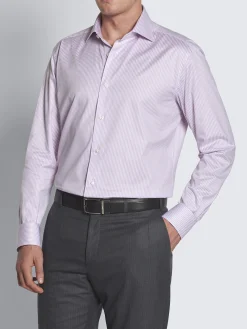 White and pink striped organic cotton formal shirt