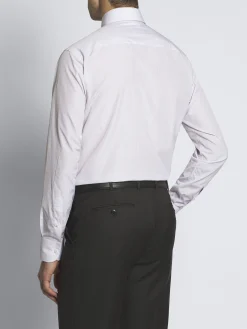 White and purple striped Giza 45 cotton formal shirt