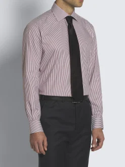 White and red striped organic cotton formal shirt