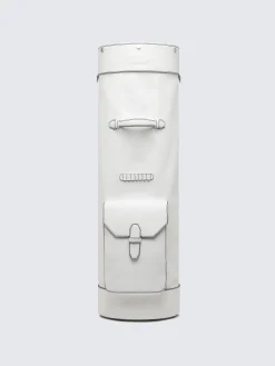 White grained leather golf club holder