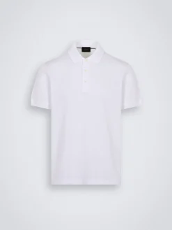 White organic cotton short-sleeved polo