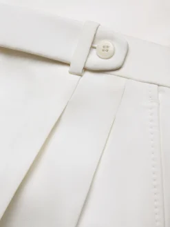 White silk cady shorts