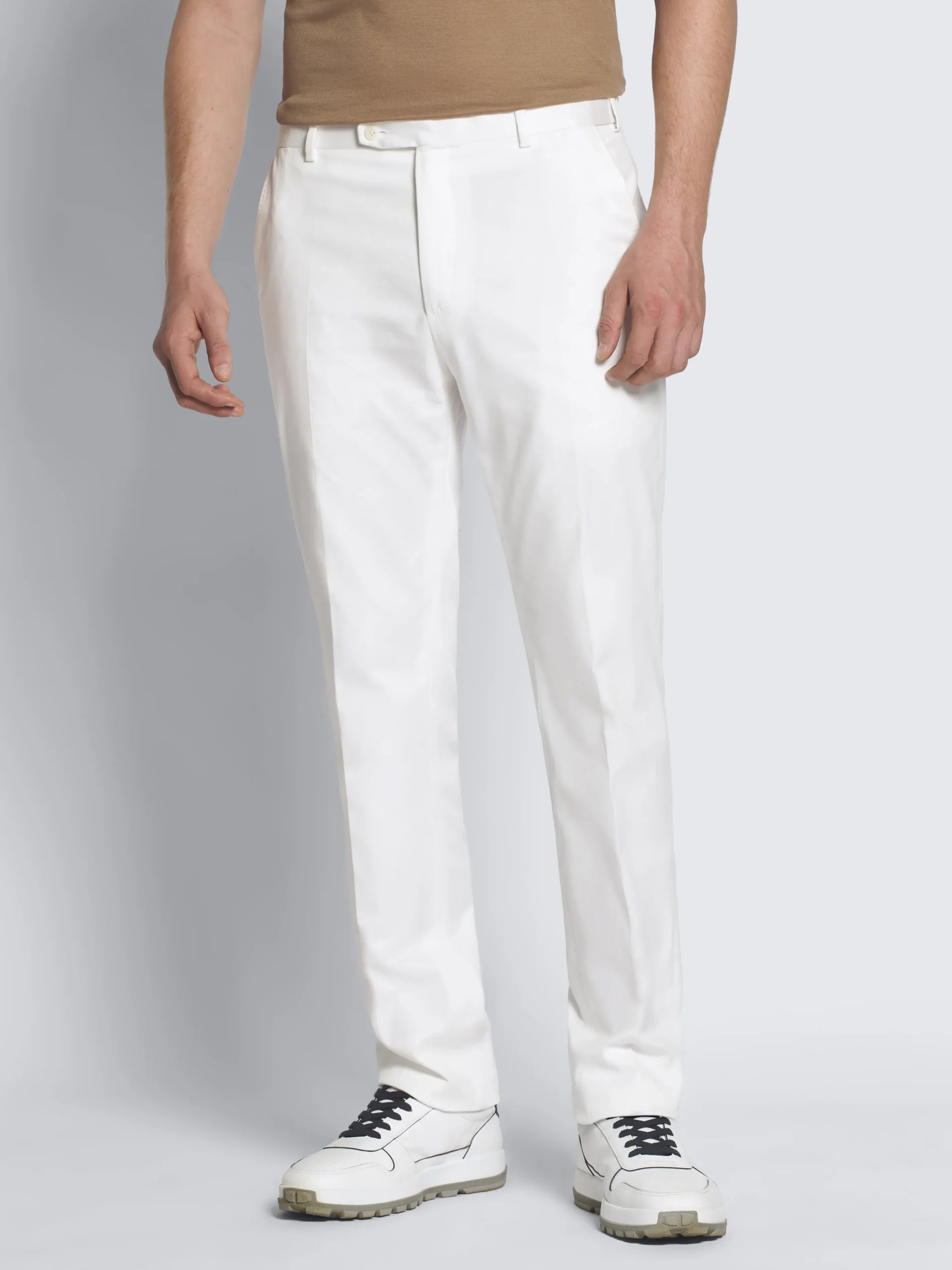 White stretch cotton gabardine Journey trousers